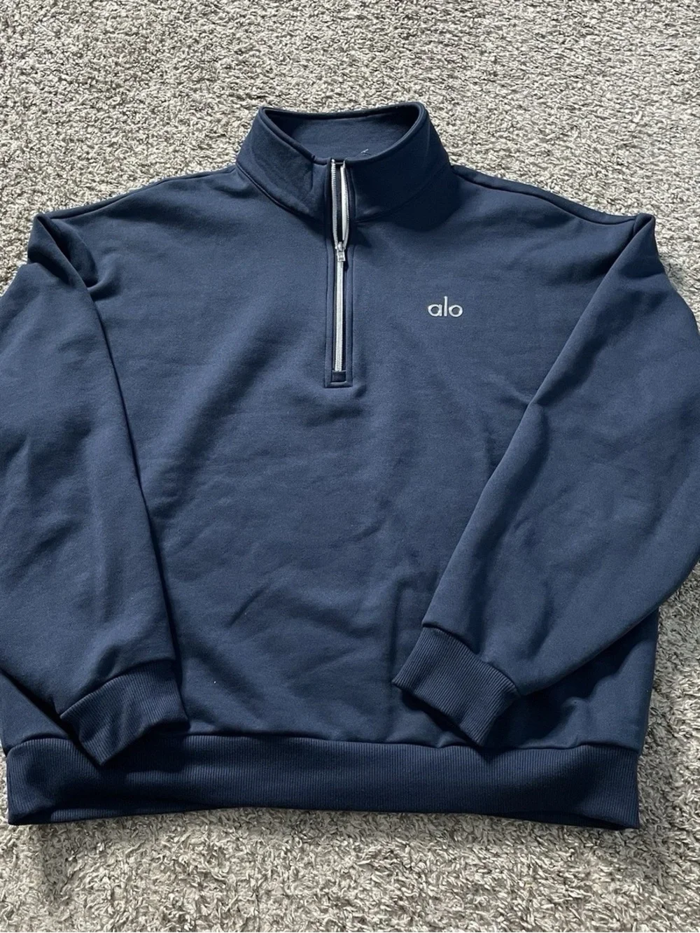 ALO Yoga Men's Navy Quarter-Zip Pullover Sweater